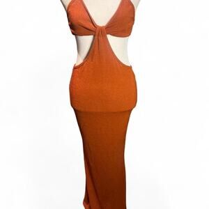 Burnt orange cut-out maxi dress